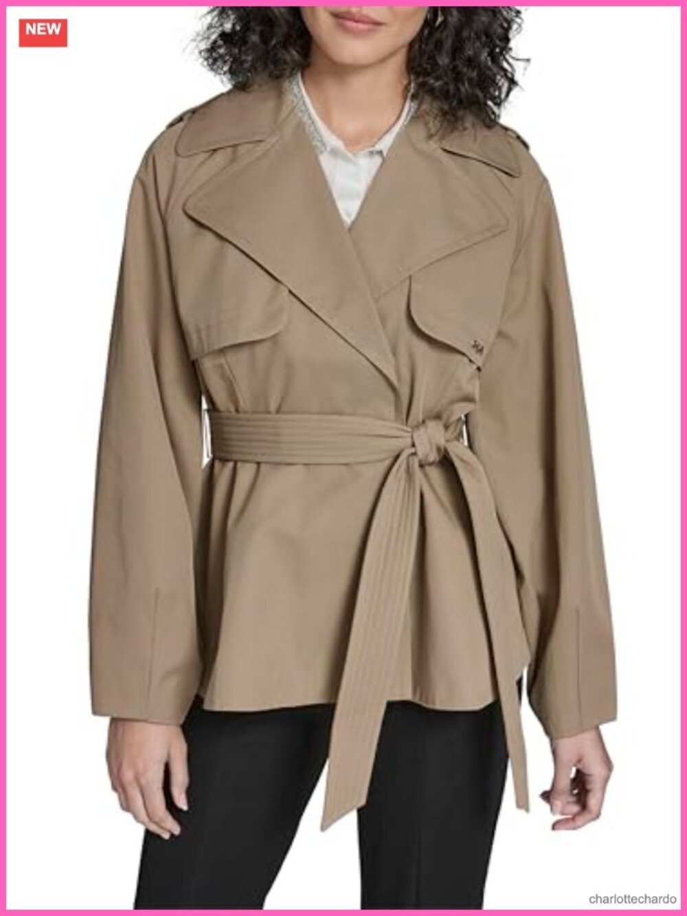Short Flared Trench Coat Long Sleeve Notch Collar Cold Weather
